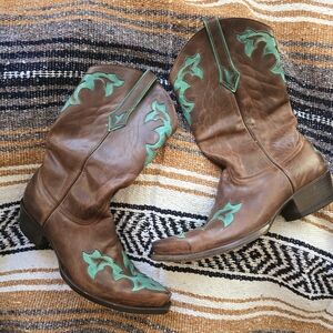 Old Gringo Brown & Turquoise Pointed Toe Western Boots